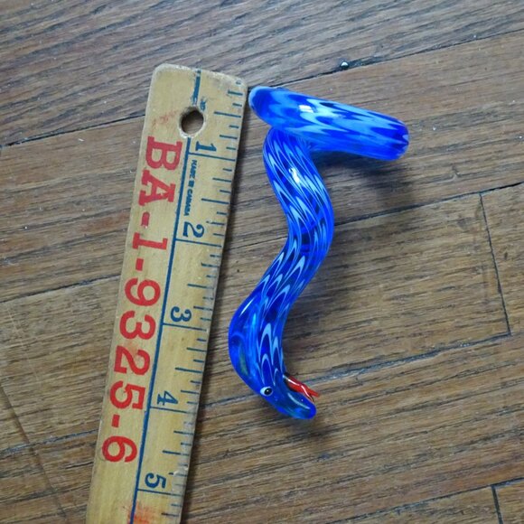 Vintage Blown Glass Blue Snake Figurine - Picture 8 of 8